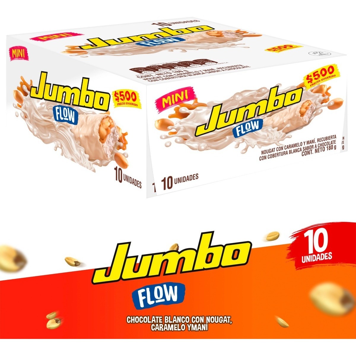 Chocolatina Jumbo Flow Blanca 18g 10 Unidades - Imagen 2
