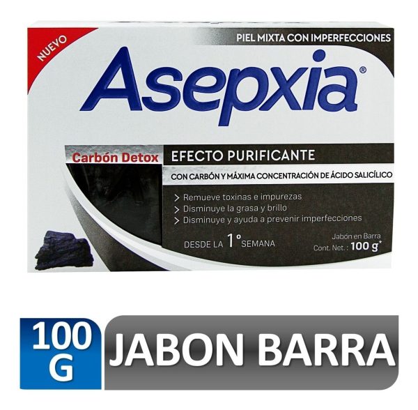 Jabon Asepxia Carbon Detox Efecto Purificante 100 Gr