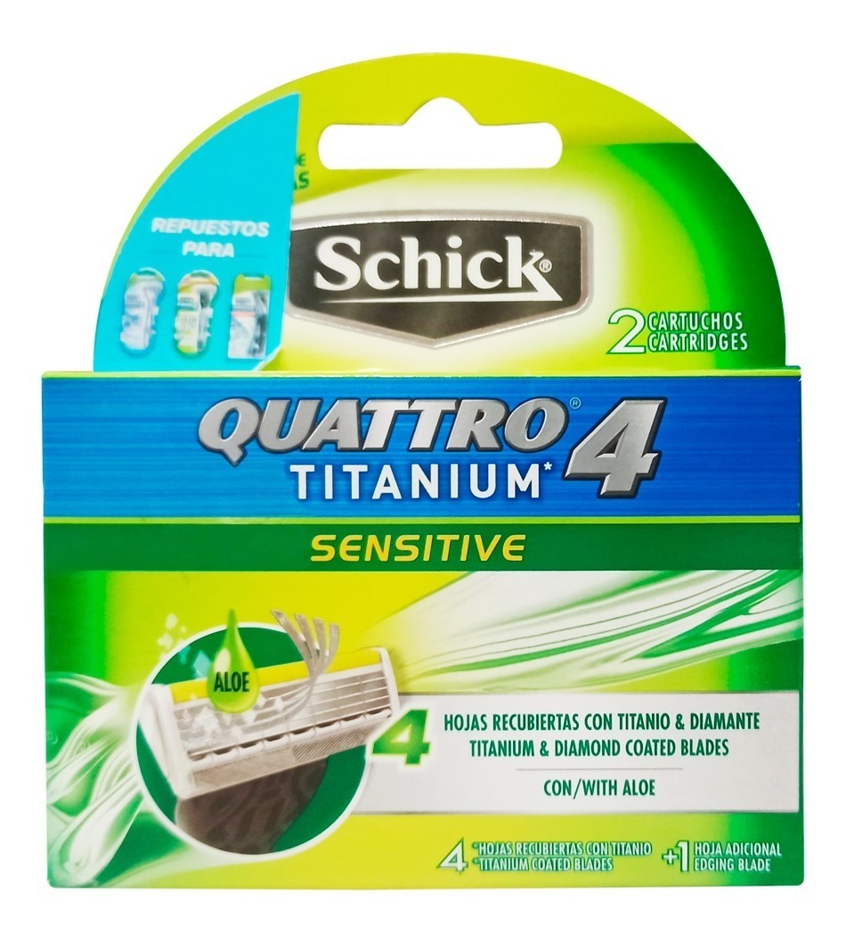 Repuesto Maquina Schick 4 Quattro Titanium 2 Uds + Envío