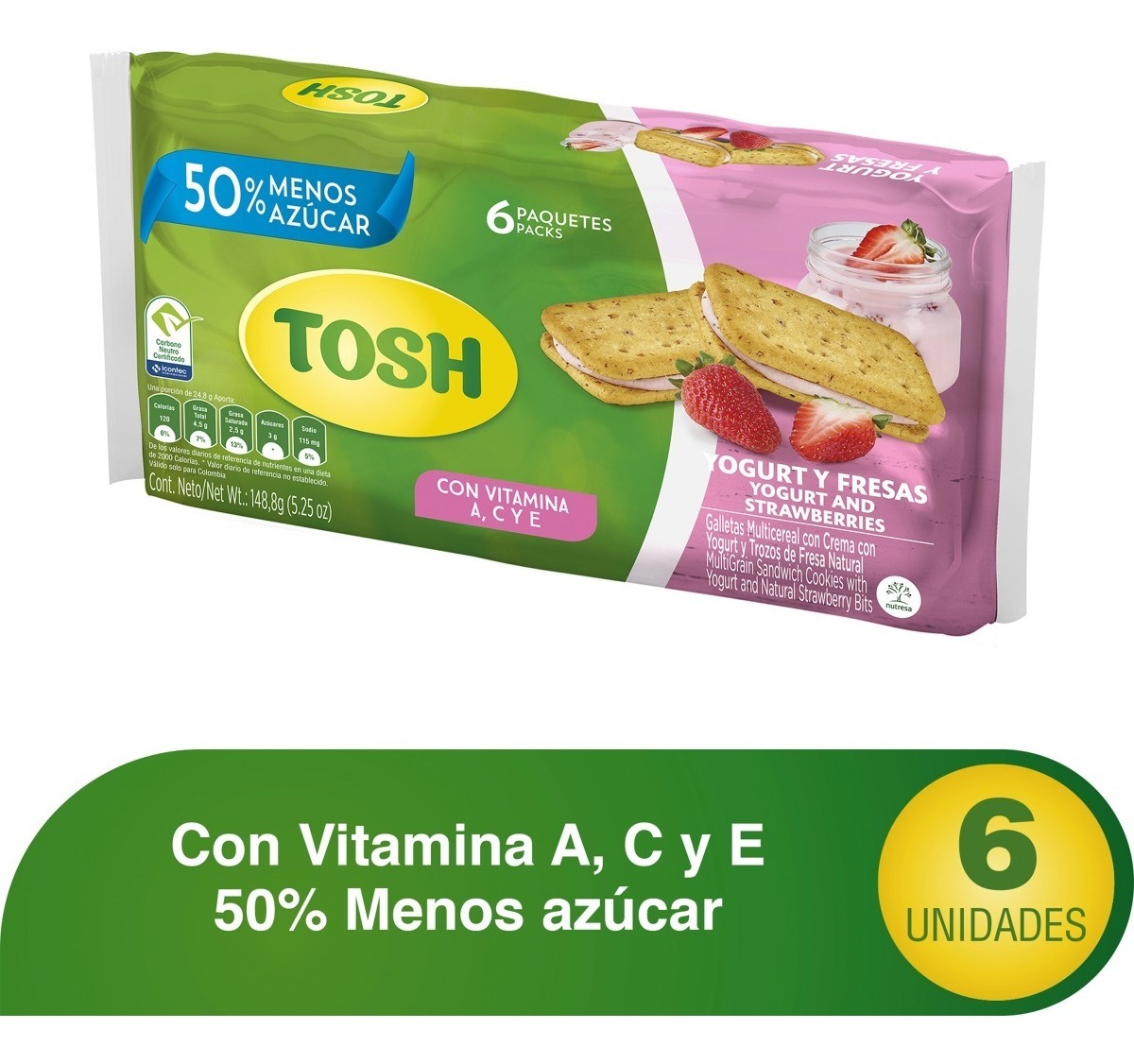 Galletas Tosh Yogurt Fresa 6 Uds - Imagen 2