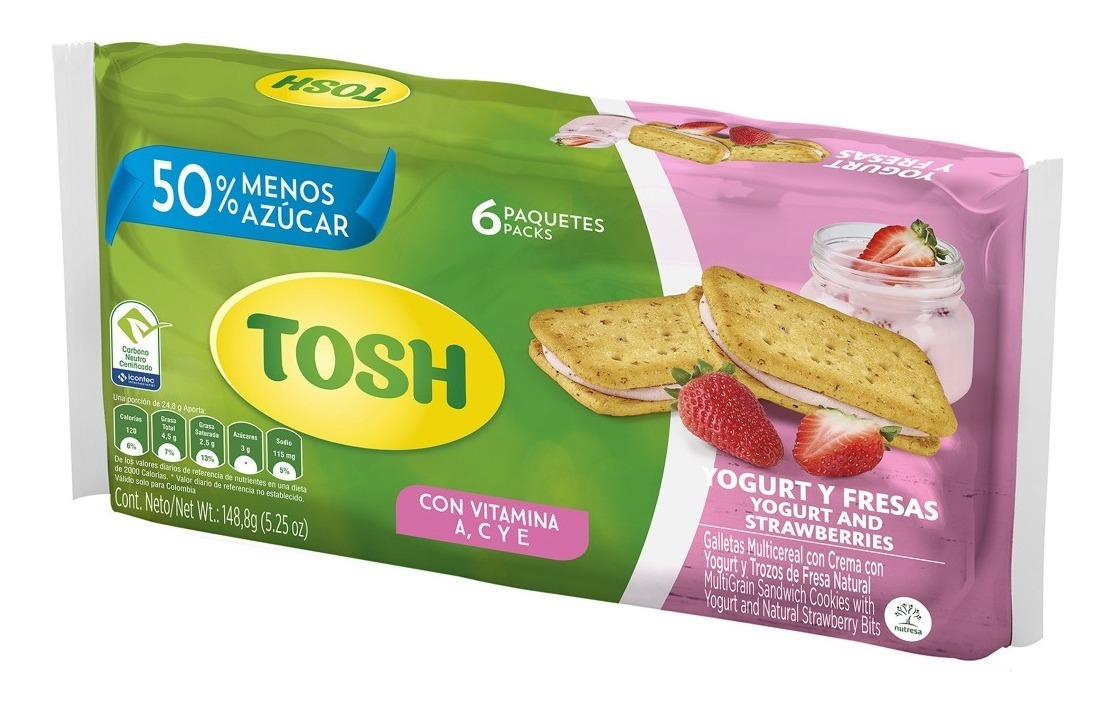 Galletas Tosh Yogurt Fresa 6 Uds