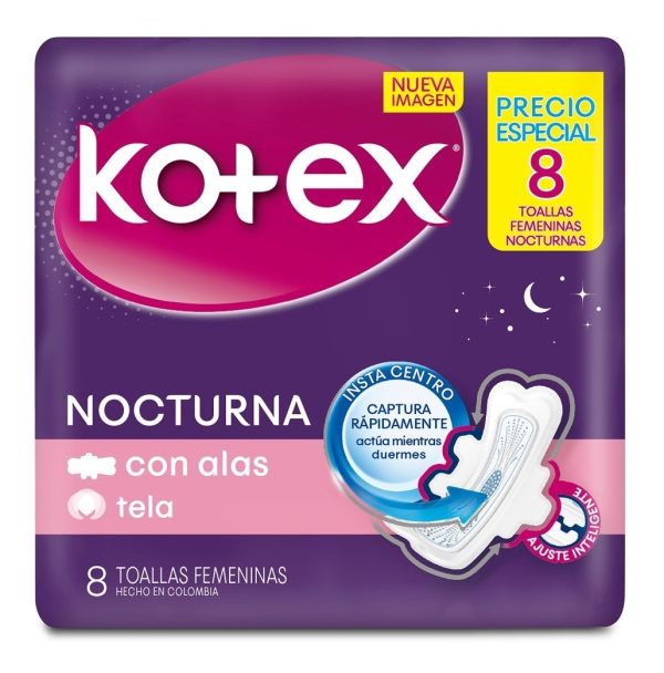 Toallas Kotex Nocturna Tela 8 Uds Precio Especial