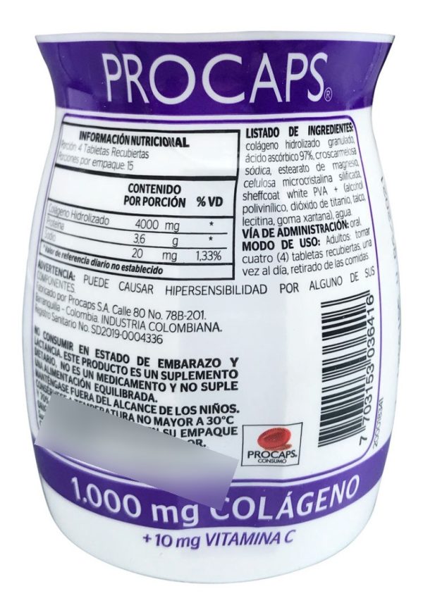 Colágeno Hidrolizado Procaps 60 Tabletas Recubiertas - Imagen 2