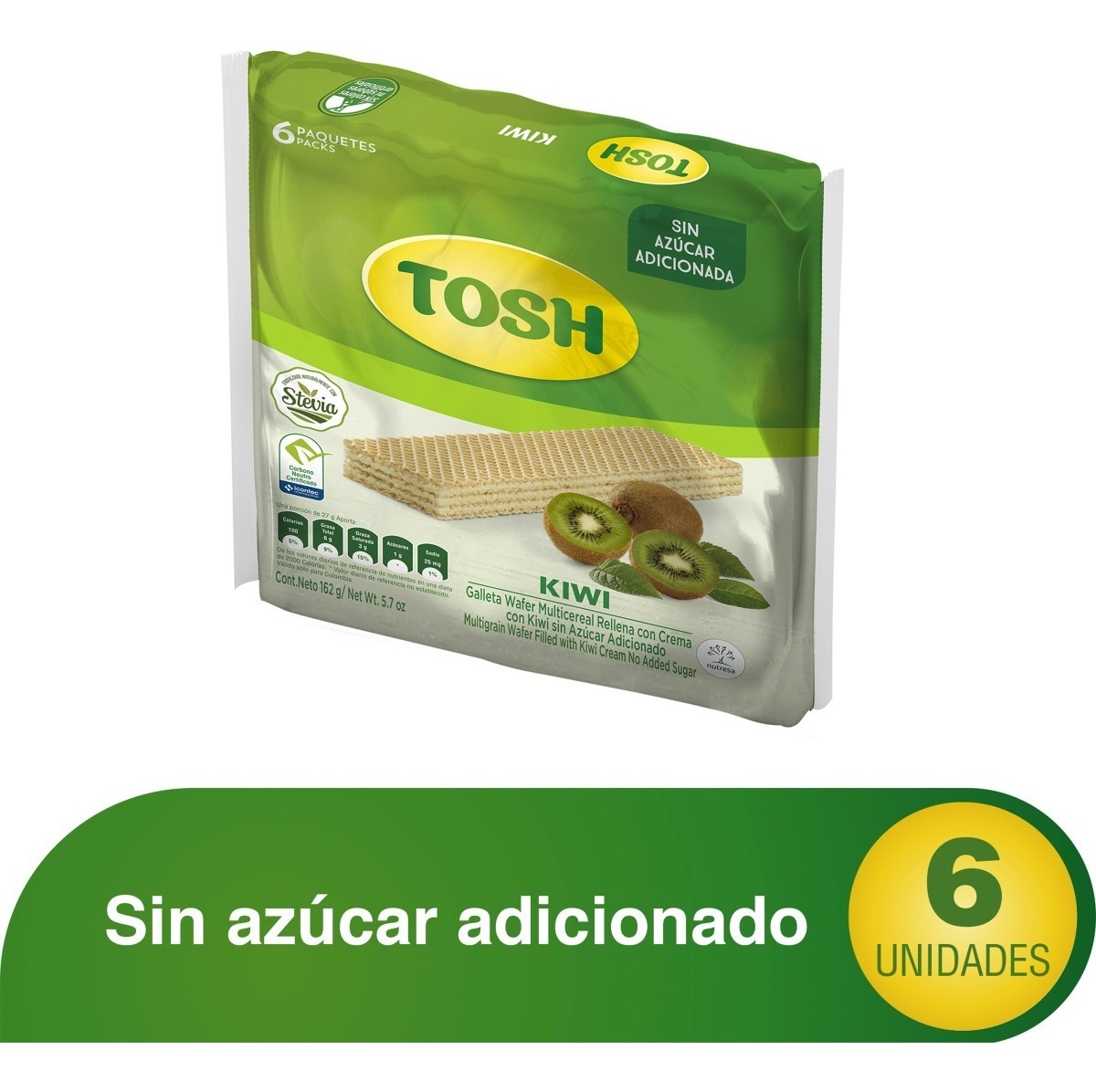 Galletas Tosh Wafer Multicere. Kiwi 6 Uds - Imagen 2
