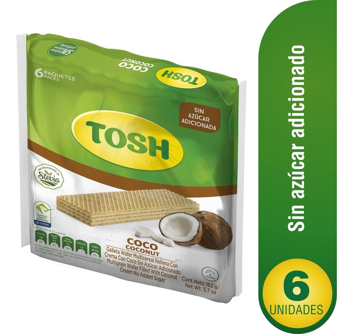 Galletas Tosh Wafer Multicereal Coco 6uds - Imagen 2