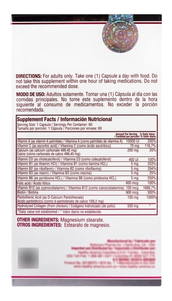 Capell 60 Capsulas Vitaminas Para La Caída Del Cabello - Imagen 2