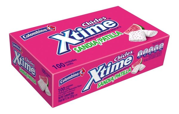 Chicle Xtime Sandia Display 100 Unidades