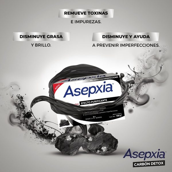 Jabon Asepxia Carbon Detox Efecto Purificante 100 Gr - Imagen 2