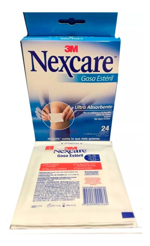 Gasa Esteril 3 M 7.5 X 7.5, 24 Unidades, Nexcare, Antiadher