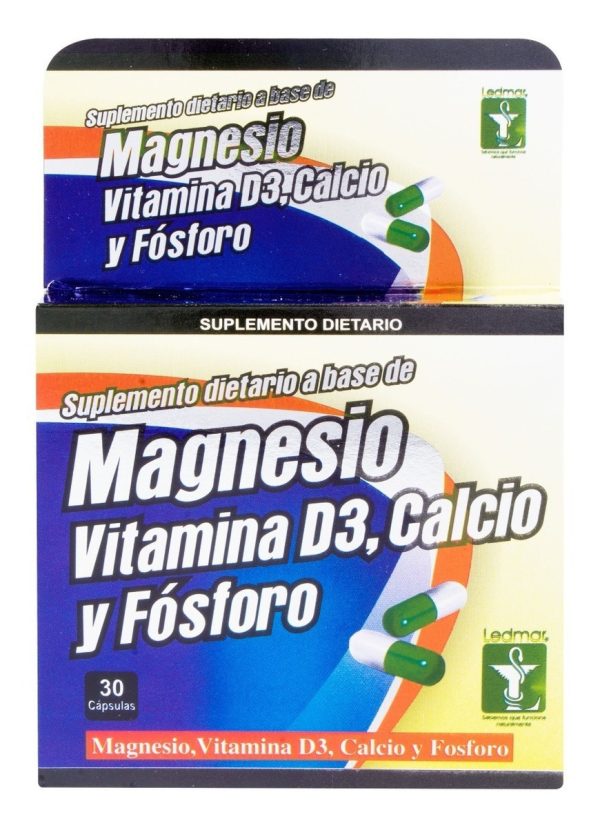 Magnesio Vitamina D3 Calcio Fosforo 30 Capsulas Ledmar