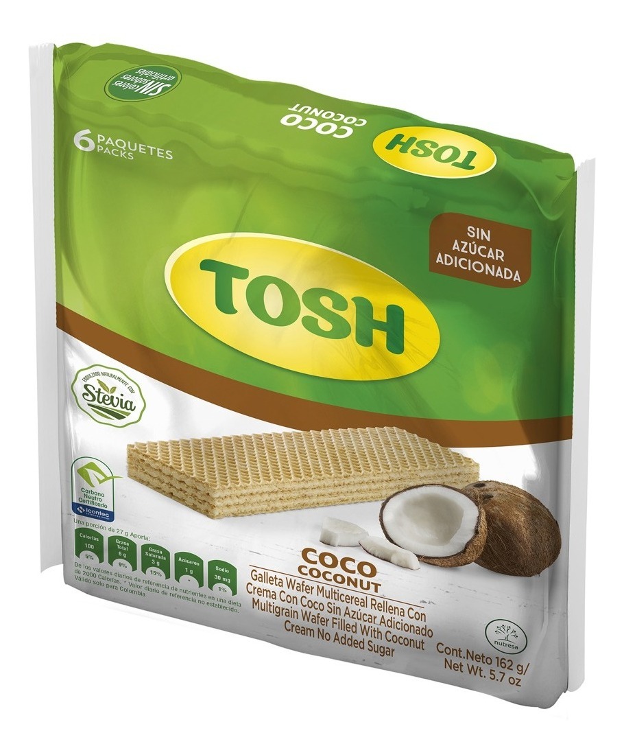 Galletas Tosh Wafer Multicereal Coco 6uds