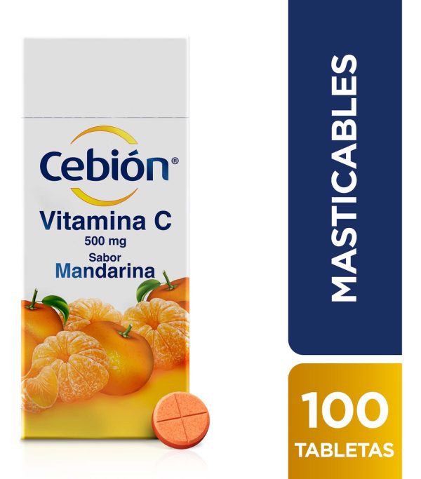 Vitamina C Cebion Sabor Mandarina 100 Tabletas Masticable