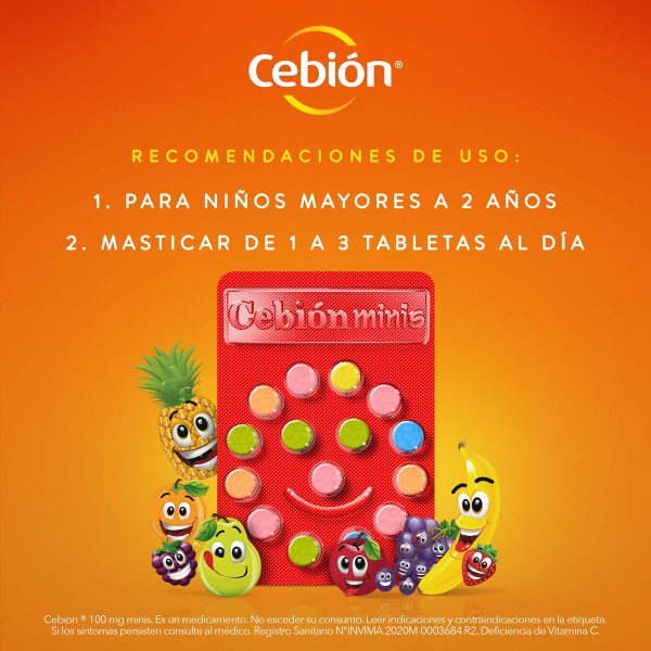Vitamina C Para Niños Cebion Minis Multisabores 10 Sobres - Imagen 4