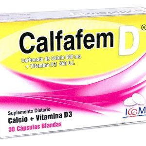 Calcio + Vitamina D3 Calfafem D 600mg/250ui 30 Cápsulas Blandas