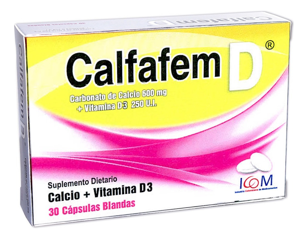 Calcio + Vitamina D3 Calfafem D 600mg/250ui 30 Cápsulas Blandas
