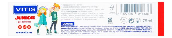 Crema Dental Vitis Junior Gel 75 Ml - Imagen 4