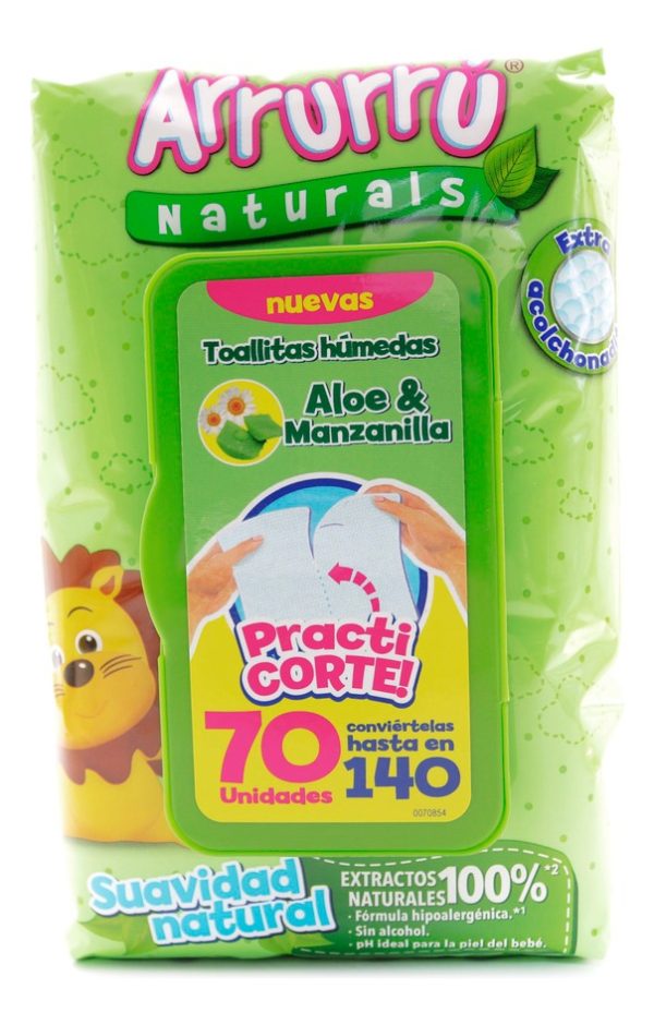 Toallas Arrurru Aloe Practicorte 70 Unidades