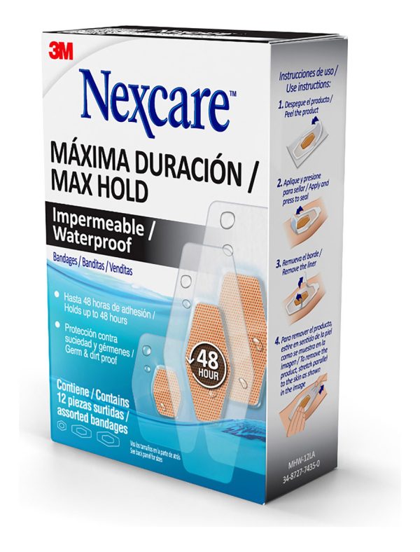 Curas Nexcare Max Hold Maxima Duracin 12 Unidades