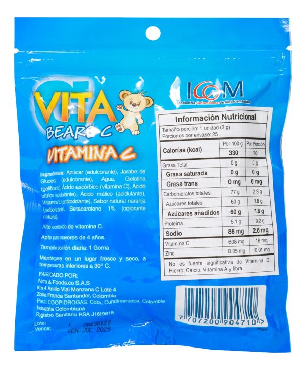 Gomas Vitamina C Vita Bears C Naranja 25 Unidades - Imagen 2