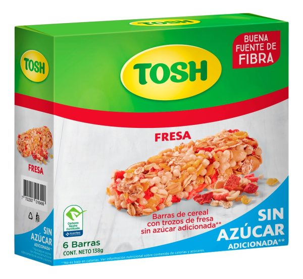 Barra Cereal Tosh Fresa Sin Azucar 23g 6 Unidades