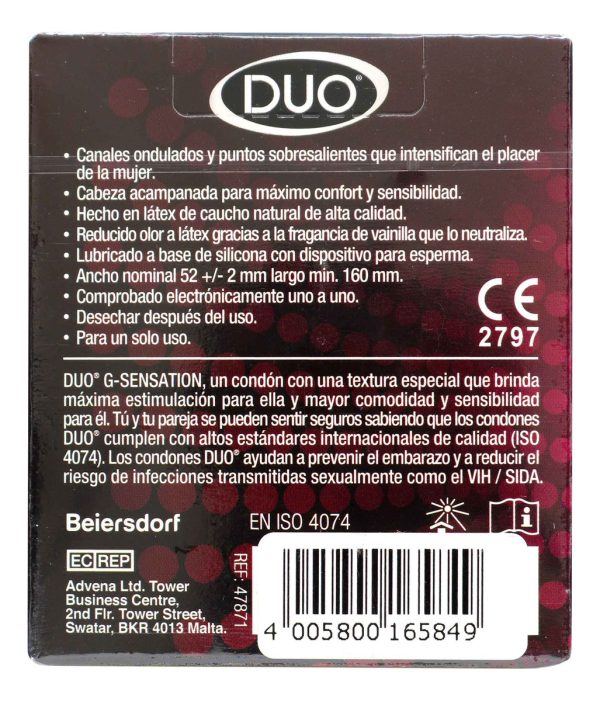 Condones Duo G Sensation 3 Unidades - Imagen 2