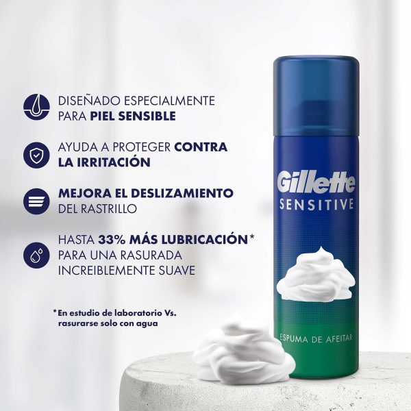 Espuma De Afeitar Gillette Sensitive X 150 Gr - Imagen 2