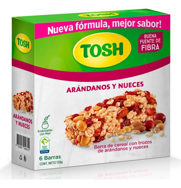 Barra Cereal Tosh Arándanos Y Nueces 23g 6 Unidades