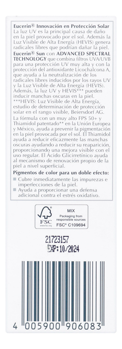 Protector Solar Eucerin Pigment Control Tinted Tono Medio - Imagen 4