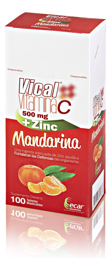 Vitamina C + Zinc Vical Mandarina 500 Mg 100 Tabletas