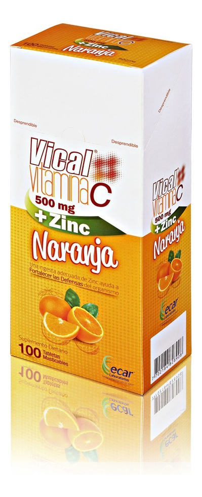 Vitamina C + Zinc Vical Naranja 500 Mg 100 Tabletas - Imagen 2