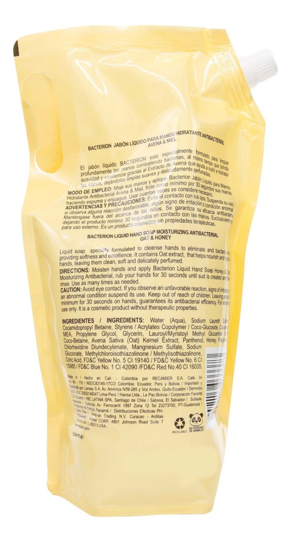 Jabón Liquido Bacterion Avena 1000 Ml - Imagen 2