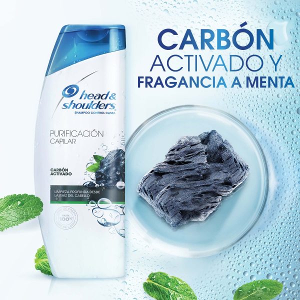 Shampoo Head & Shoulders Control Caspa Carbon Activado 180ml - Imagen 2