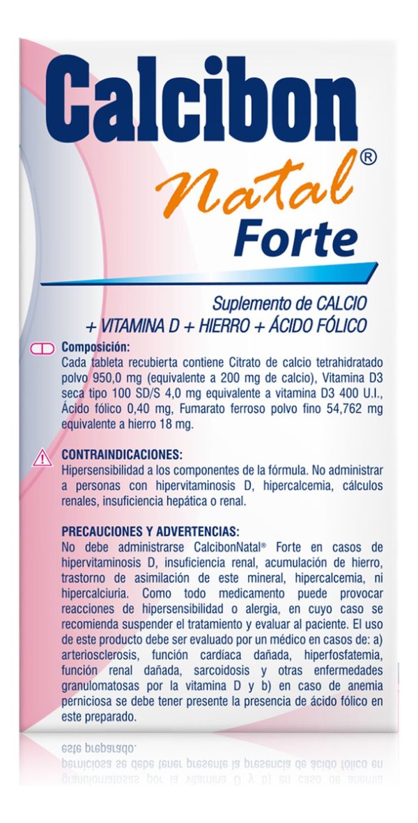 Citrato De Calcio Calcibon Natal Forte 30 Tabletas - Imagen 3