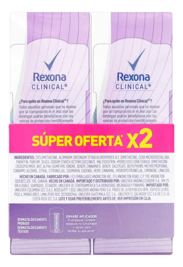 2 Desodorantes Rexona Clinical Extra Dry Mujer 48 Gr C/u - Imagen 3