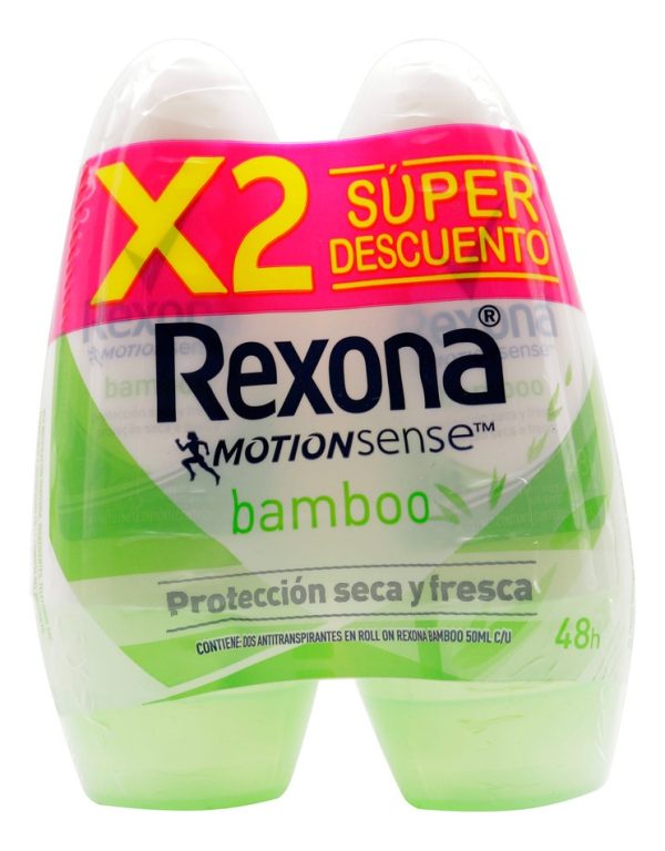 2 Desodorantes Rexona Bamboo Rollon 50 Ml C/u