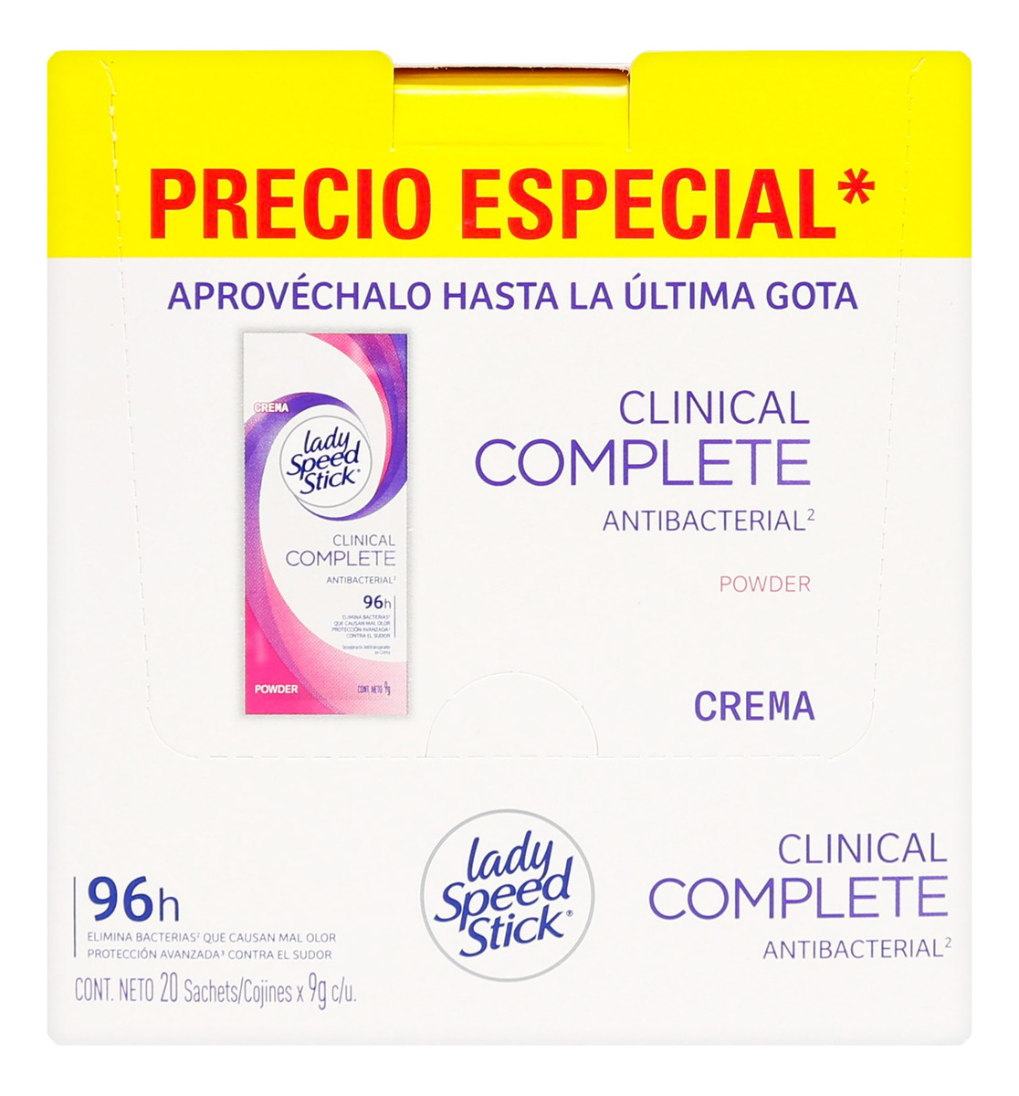 Desodorante Lady Speed Stick Clinical Complete 20 Sobres - Drogueria ...