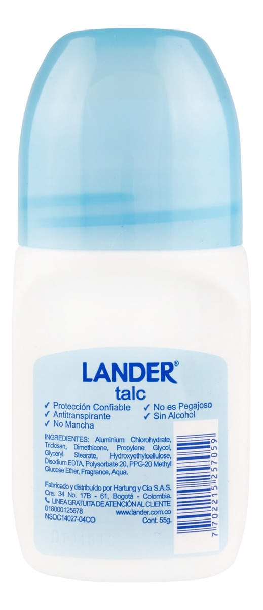 Desodorante Lander Talc Protección Confiable Roll-on 55 Ml - Imagen 2