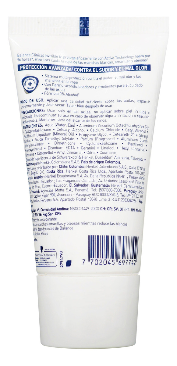 Desodorante Balance Clinical Invisible Unsex Crema 30 Gr - Imagen 2