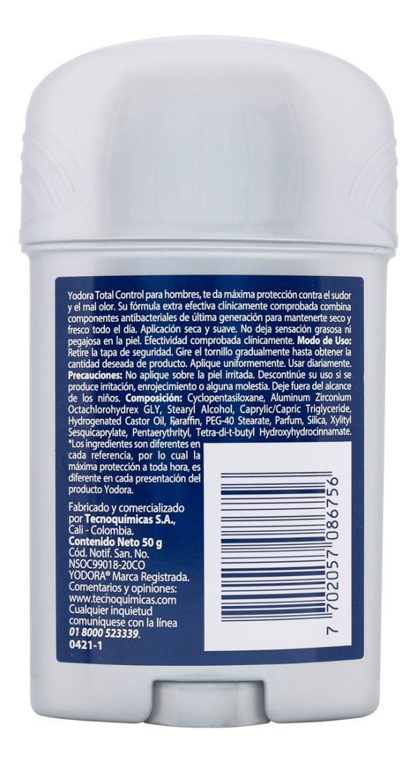 Desodorante Yodora Total Control Barra 50 Gr - Imagen 2