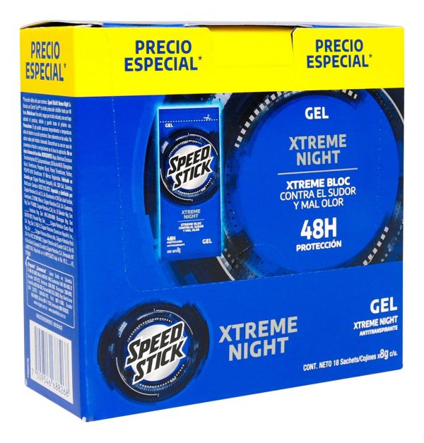 Desodorante Speed Stick Men Xtreme Night Gel 18 Sobres