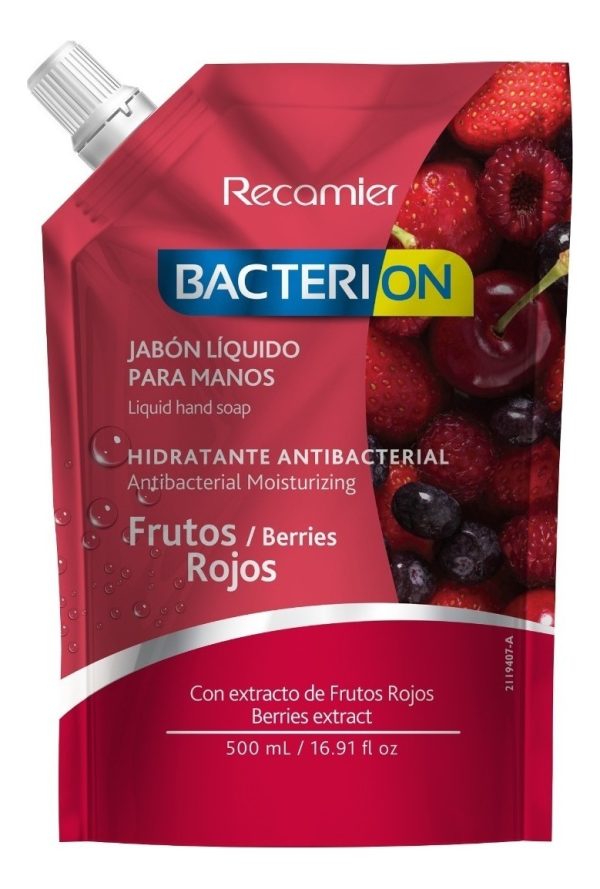 Jabón Liquido Bacterion Frutos Rojo 500 Ml