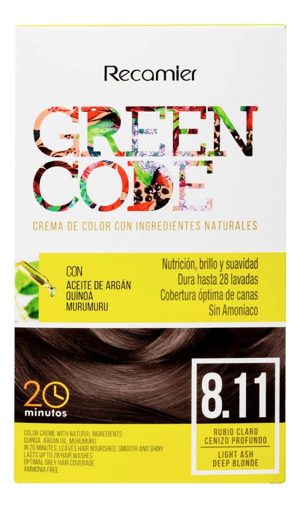 Tinte Green Code 8.11 Rubio Claro Cenizo Profundo