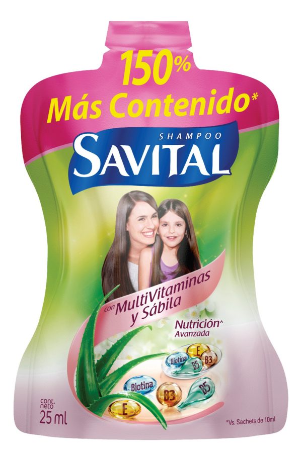 Shampoo Savital Multivitaminas Sábila 20 Sobres - Imagen 3