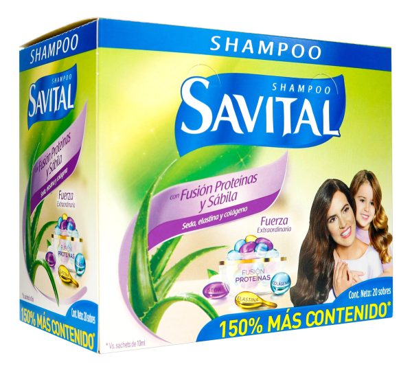 Shampoo Savital Fusión Proteinas Y Sábila 20 Sobres
