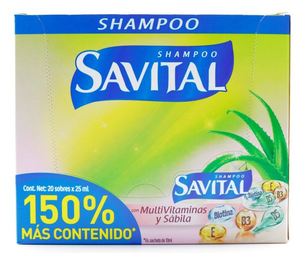 Shampoo Savital Multivitaminas Sábila 20 Sobres - Imagen 2