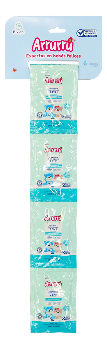 Shampoo Y Bano Liquido Arrurru Original 8 Sobres
