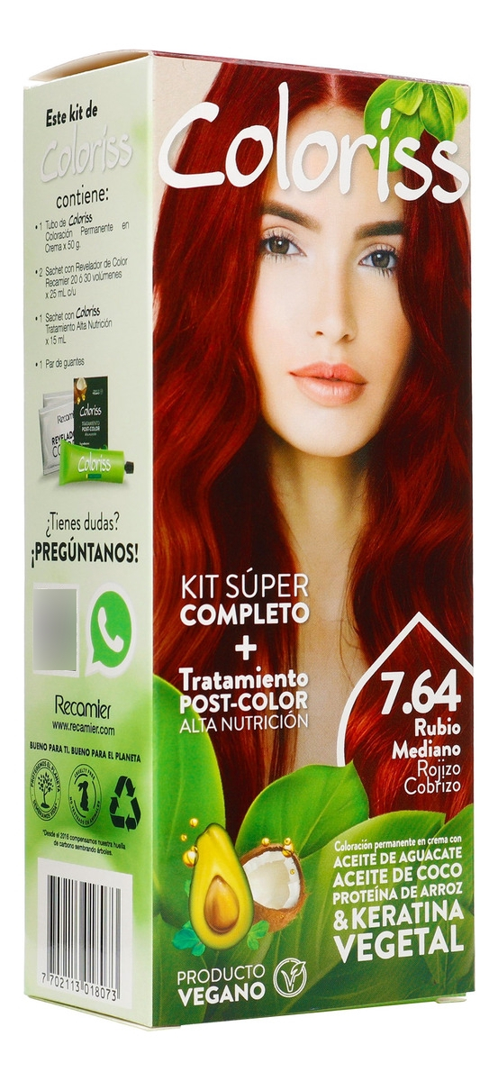 Tinte Coloris Kit 7.64 Rubio Mediano Rojizo Cobrizo