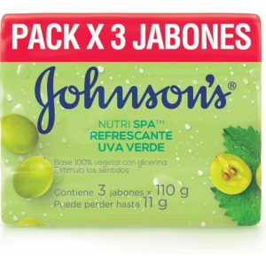 Jabón Johnsons Refrescante Uva Verde 110 Gr 3 Unidades