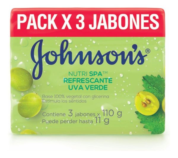 Jabón Johnsons Refrescante Uva Verde 110 Gr 3 Unidades