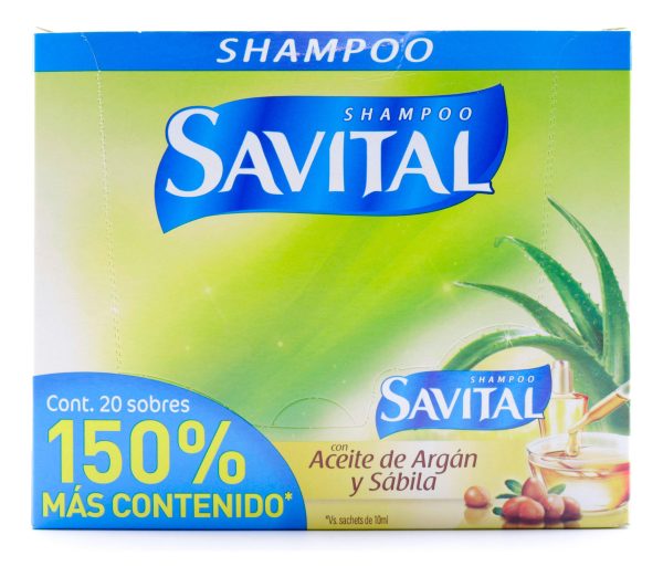 Shampoo Savital Aceite De Argán Y Sábila 20 Sobres